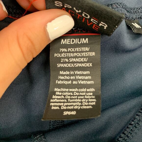 Spyder Active Leggings Womens M Medium Navy Cropped Pull On Stretch Pockets Yoga - Picture 5 of 11